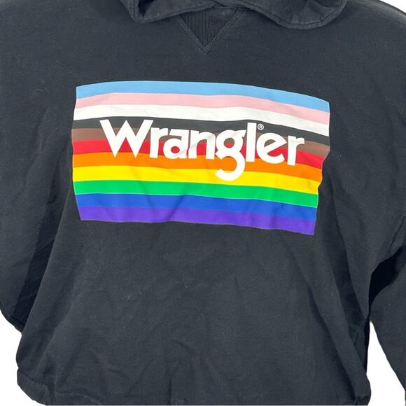 Wrangler Pride Cropped Hoodie Black Rainbow Logo Size Medium LGBTQ+ - Picture 4 of 12